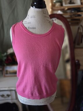 Talbots Bright Bubblegum Pink Sleeveless Knit Tank Top Cashmere Blend Size M